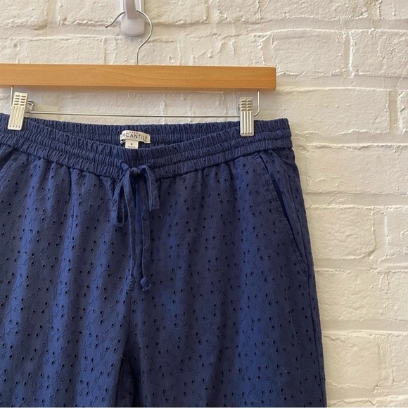 J.Crew || Eyelet Pull On Pants Drawstring Navy Blue Small - Picture 3 of 9